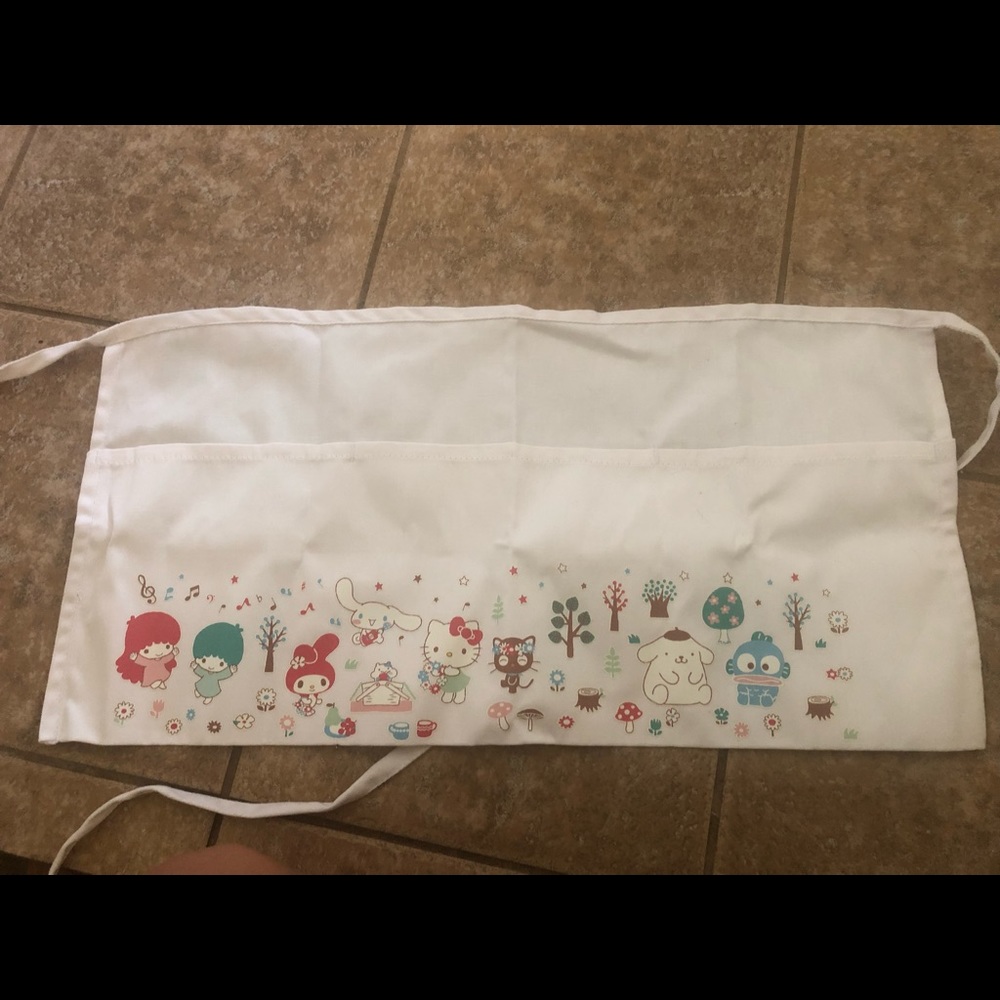 White Sanrio half apron